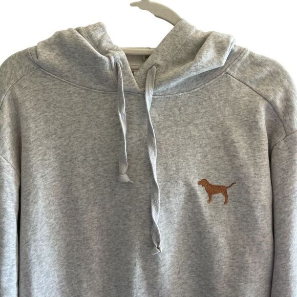 Victoria’s Secret PINK Gray Gold Glitter Dog Hoodie Hooded Sweatshirt Medium - Picture 2 of 6